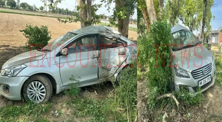 भाजपा नेता के बेटे की गाड़ी का एक्सीडेंट, पेड़ से टकराई कार