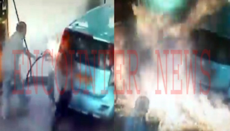 गुस्से में आई लड़की ने पेट्रोल पंप पर कार को लगाई आग, वीडियो वायरल